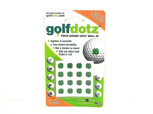 Golfdotz - USGA Rule Conforming Golf Ball Markers, Golf Ball Stickers for Marking Balls, No More Smearing from Stamps, Gifts for Golfers, Dads, and Retirees, (Lucky Clover; 32-Count)