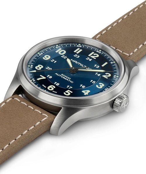 Hamilton Khaki Field Titanium Automatic Men's Watch - 42mm Swiss Made, Blue Dial, 100m Waterproof, Leather Strap