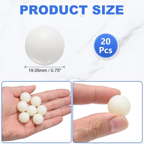 M METERXITY Nylon Precision Bearing Balls - 20-Pack Solid Plastic Balls, 0.75In (19.05mm) for DIY Crafts
