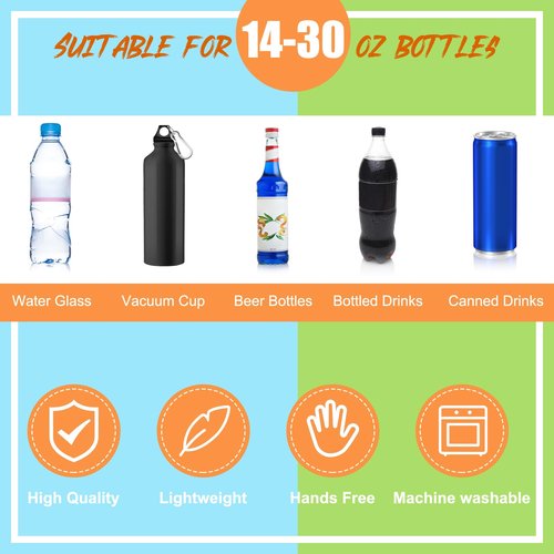Berlune 4 Pcs Water Bottle Holder with Strap Drawstring Water Bottle Carrier with Zipper Pocket Adjustable Shoulder Mesh Sling Bag for Hiking Walking Camping Travel (4 Colors)