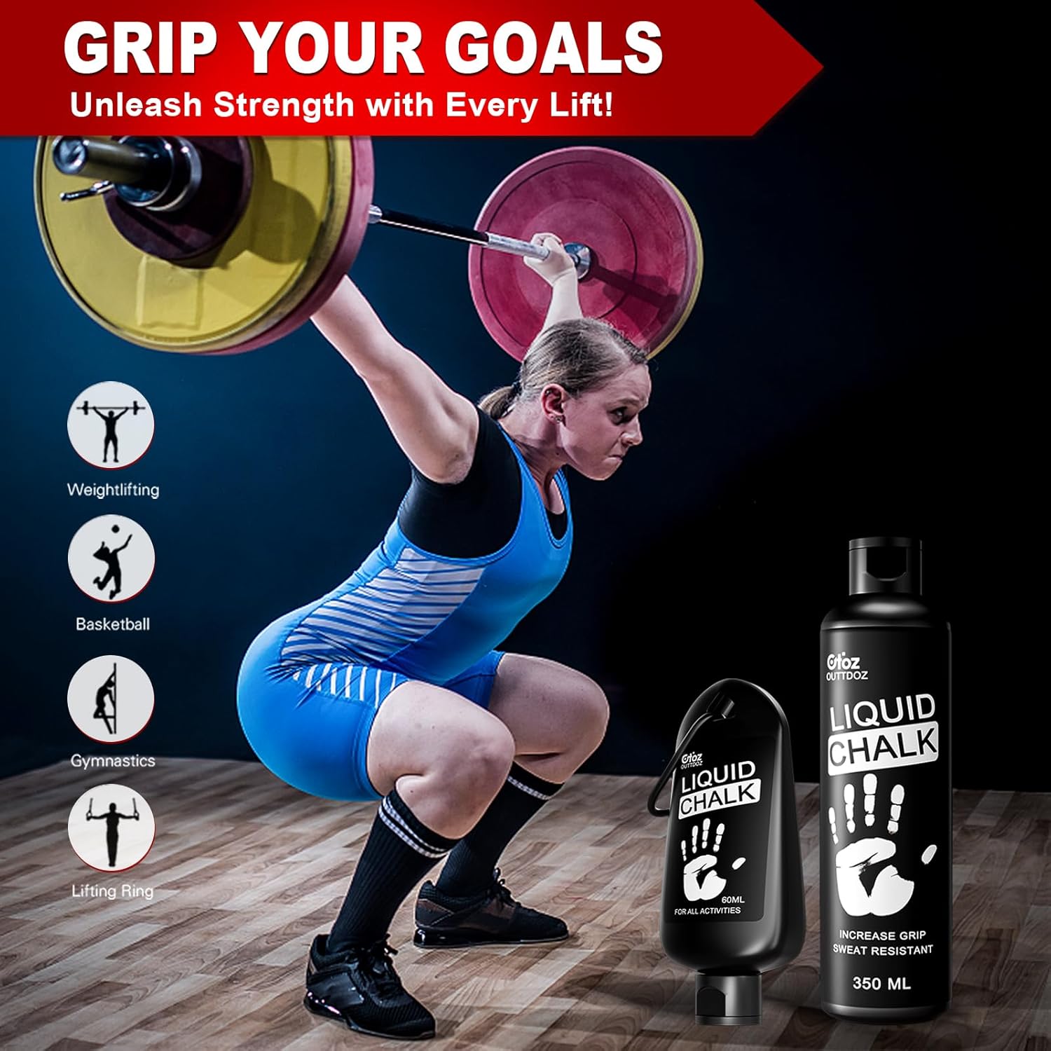 Pro Grade Liquid Chalk - Mess-Free Gym Chalk for Weightlifting, Climbing & More | 2 oz / 12 oz