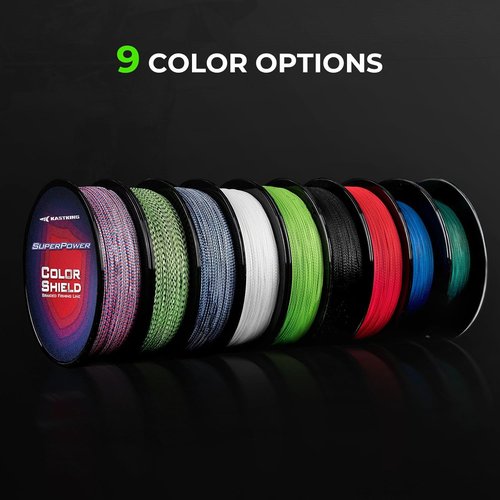 KastKing Superpower ColorShield Braided Fishing Line - Colorfast & Durable UHMWPE Fiber, 100 Yards