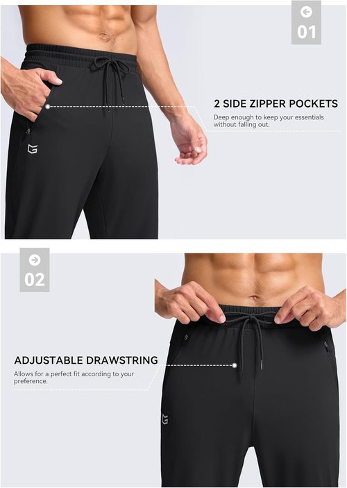G Gradual Men's Athletic Sweatpants - Stretchy Long Joggers with Zipper Pockets | 30"-36" Inseam