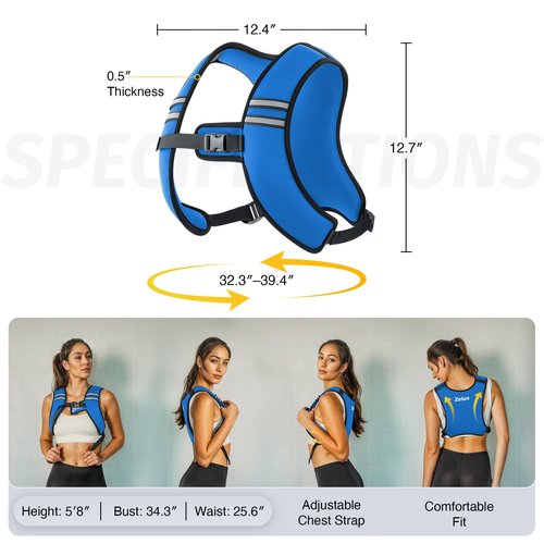 ZELUS Weighted Vest, Washable Z-Fit Soft Iron Weighted Vest for Women and Men, 5/10/15 lb Weight Vest with Reflective Strips & Adjustable Straps, Ultra Thin Weight Vest for Gym Strength Training, (5lb) Light Blue
