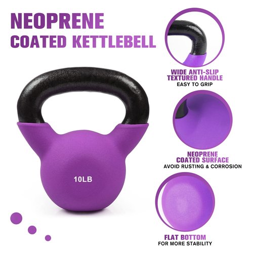 RitFit Neoprene Coated Kettlebell Weight Set, Solid Cast Iron, 5-15 LB (5+10+15 LB)