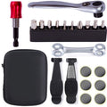 YBEKI Bike Repair Tool Kit Set - Bicycle Multi-Tool Kit with Ratchet Reversible Tool & 10 Tool bits, Bone Wrench, Bike Portable Tool Bag. 6 Month Warranty (Ratchet Tool + tire Tool)