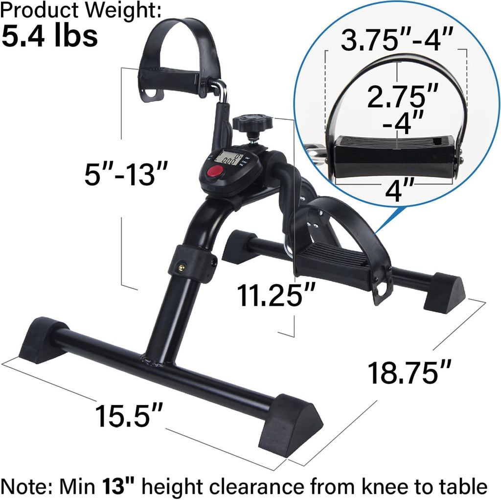 Vaunn Under Desk Bike Pedal Exerciser - LCD Display Mini Cycle for Arm & Leg Workout | Folding Desk Fitness Equipment