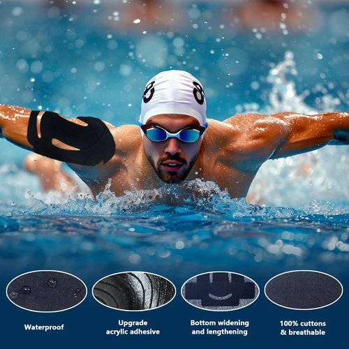 Kinesiology Tape for Shoulder Precut, 12 PCS Shoulder Tape for Pain Relief, Original Cotton Waterproof & Breathable, Enhance Elastic Sports Tape for Pain Support and Muscle Sports(Black)