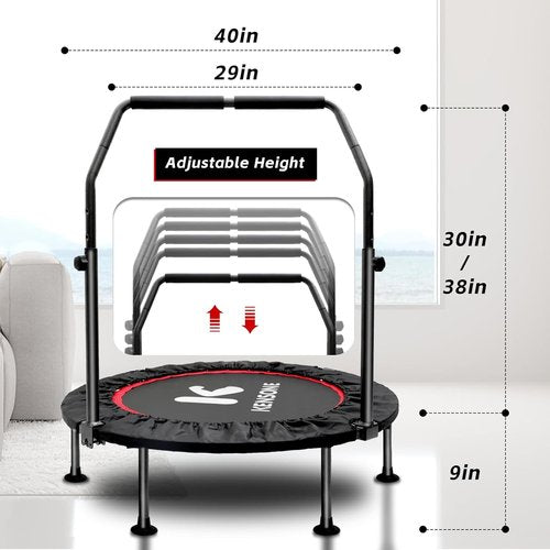 KENSOINE Foldable Mini Trampoline - Indoor Fitness Rebounder for Kids & Adults | Max Load 450 lbs