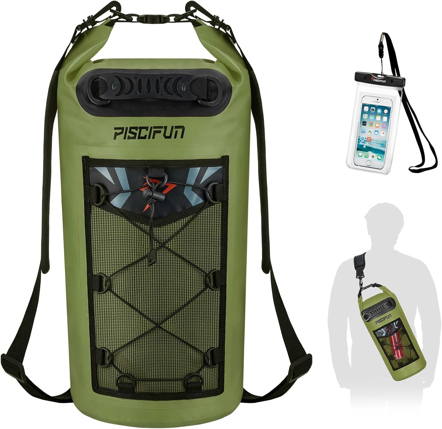 Piscifun Waterproof Dry Bag - Floating Backpack with Phone Case | Available in 10L, 20L, 30L, 40L Sizes