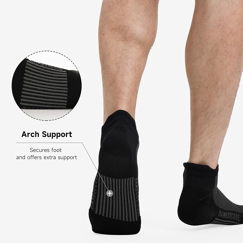 Bamboo Cool Mens Athletic Ankle Socks 8 Pack – Black Large, Moisture-Wicking Cushioned
