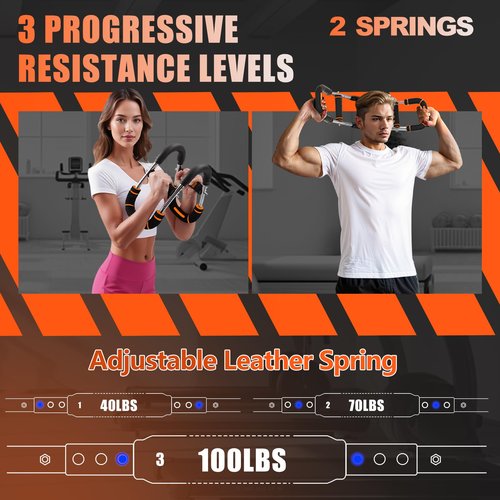 2025 Pro Twister Arm Trainer, 40-100lb Adjustable Power Twister Bar, Chest Shoulder Arm Workout Equipment, Portable Detachable Upper Body Fitness Machine for Home & Gym (Orange 30-70lbs)