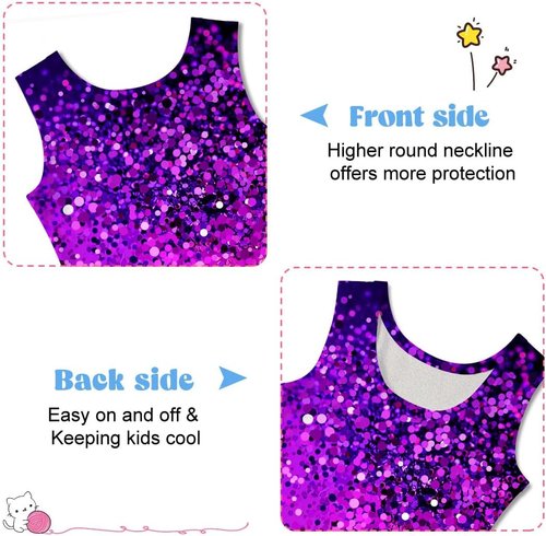 Funnycokid Girls Gymnastics Leotards - Sparkle Dance Unitards with Shorts | Mermaid Design, 2-10 Years