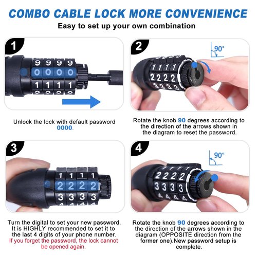 Febabilo Long Cable Lock, Extra Long Straight Bike Lock (5ft to 25ft) with Resettable Combination, Kayak Locks, Unique Thin end Cable Locks Suitable Kayak, Scooter, Paddle Boards, Canoe, Jet Ski