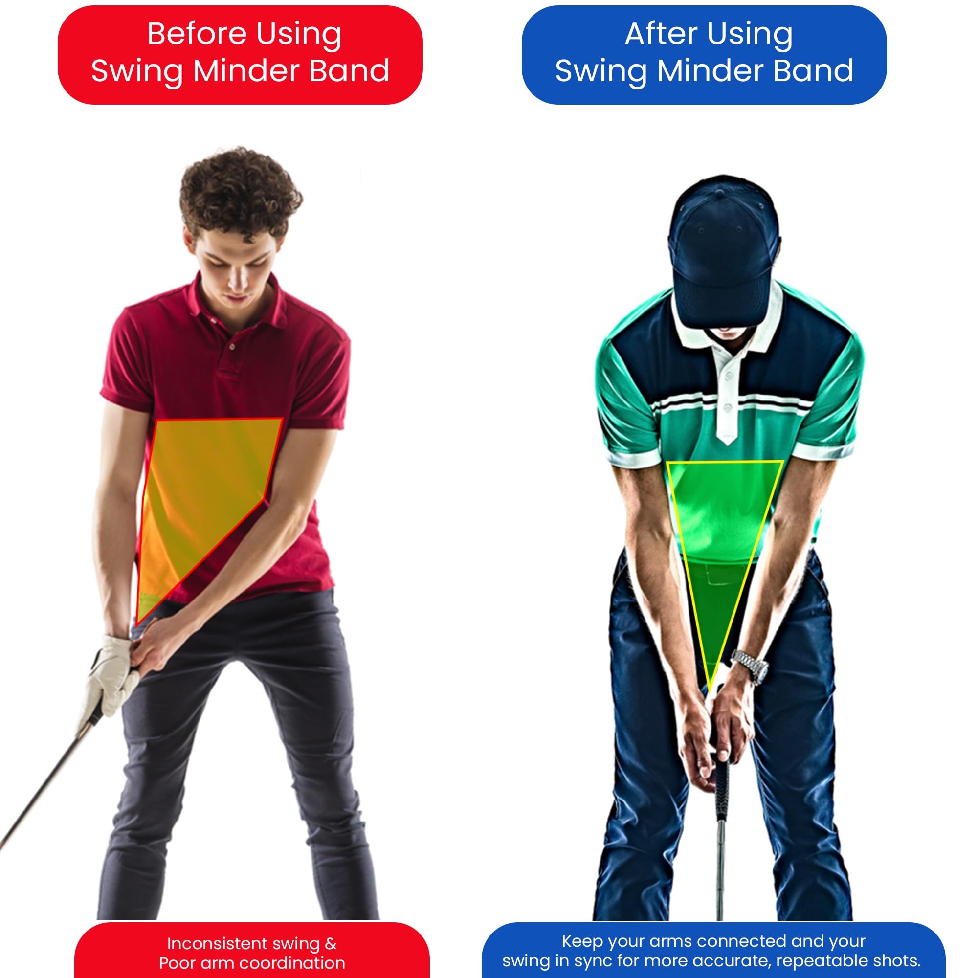 Swing Minder Connect Correct Golf Arm Band Training Aid for Swing Correcting - Portable Golf Swing Trainer Aid for Right/Left Handers