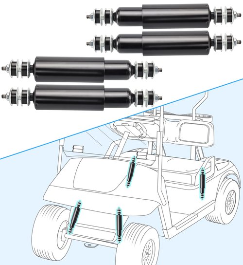 Dewkake EZGO TXT Front and Rear Shocks Absorbers for 1994-Up Golf Cart, 4PCS, OEM # 70928-G01, 76418-01