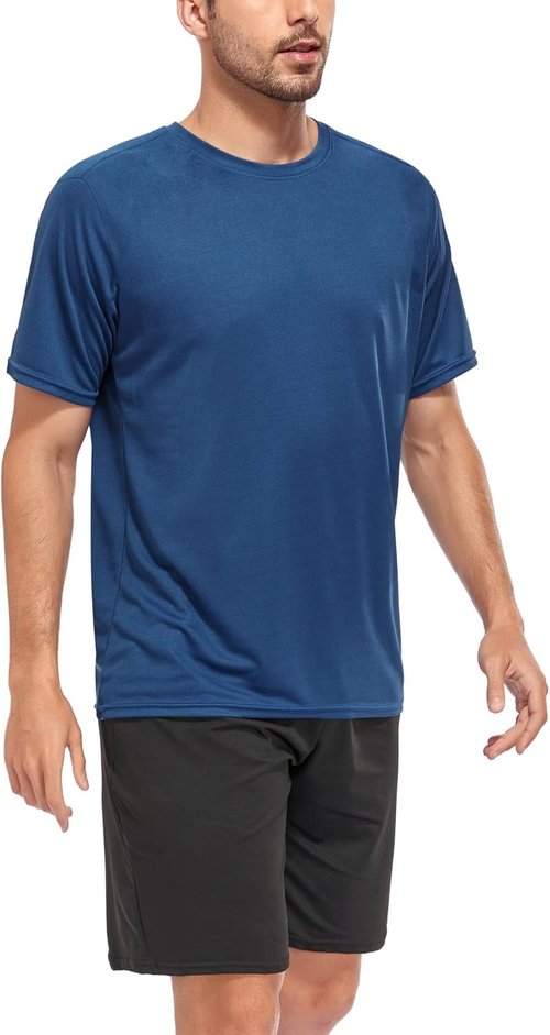 Kinglaman Mesh Workout Shirts for Men - Quick Dry Athletic Short Sleeve T-Shirts | Moisture Wicking, 1/5 Pack