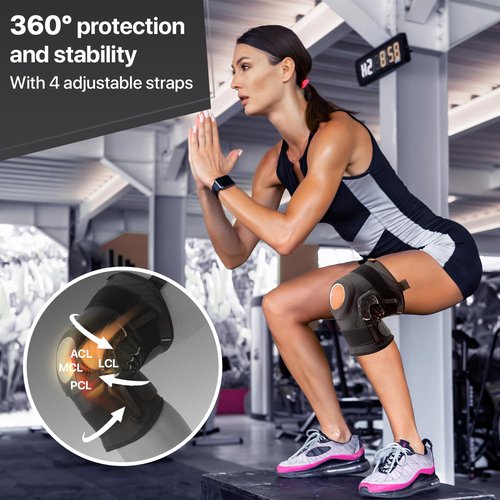 Dr. Brace® Elite Adjustable Knee Brace - Side Stabilizers & Patella Gel Pads for Pain Relief (Medium)