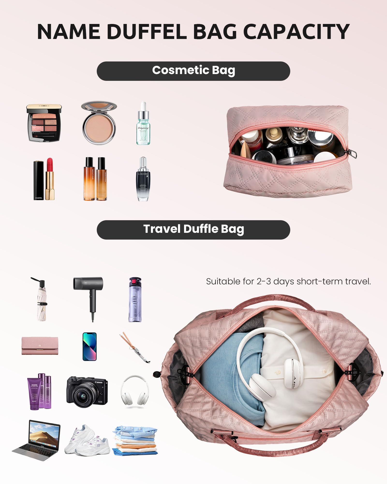 Vogewood Birthday Gifts for 4 5 6 7 8 9 10 11 12 13 14 Year Old Girls-Duffle Bag with Shoe Compartment, Personalized Weekender Bag, Overnight Bag for Women, Travel Bag with Makeup Bag (Letter J)