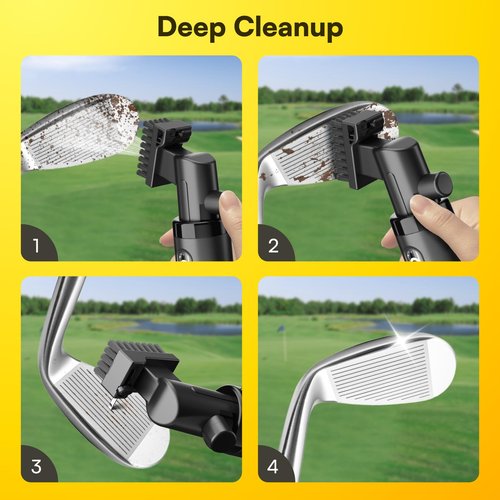 Cakubor Pro Golf Club Cleaner: 4oz Water Bottle with Groove Cleaner, Heavy-Duty Retainer Clip, Large Nylon Bristles for Deep Clean, Ergonomic Button Design, Essential Golf Accessories & Gifts for Men