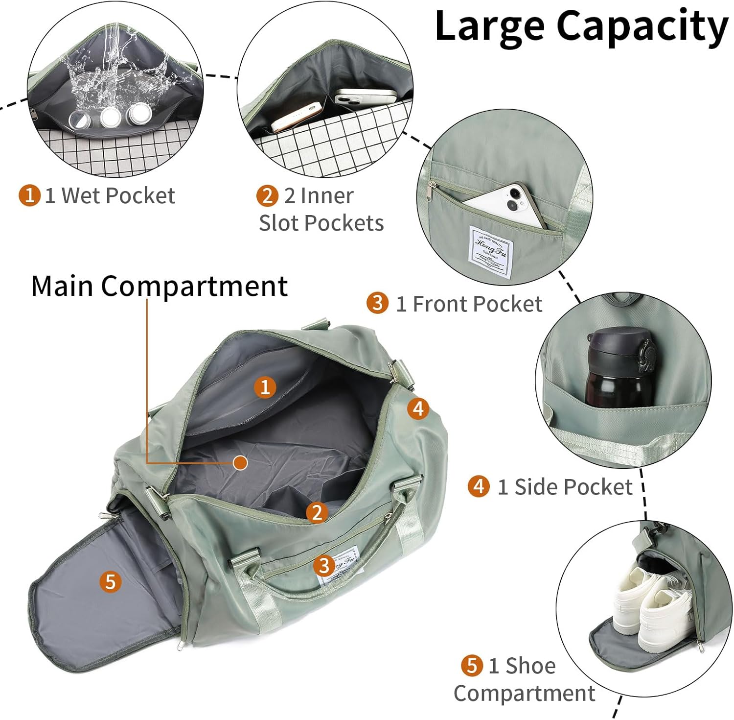 Skiennix Gym Bag for Women - Sports Duffle with Wet Pocket & Shoe Compartment | Perfect for Travel & Weekender