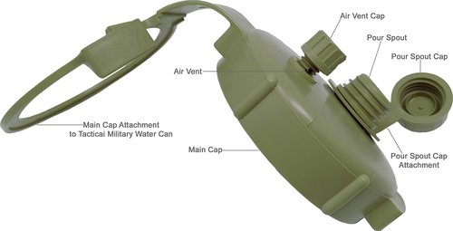 Tacticai Water Can Cap and Lid for U.S Issued 5-Gallon (20-Liter) Military Jerry Cans, BPA Free - Green (1 of 2 Colors)