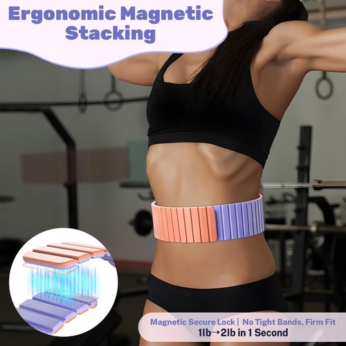 Adjustable Ankle Weights for Women and Men, Strength Training Wrist Weights Set of 2(1Lb Each), Stackable Wrist and Ankle Weights with Magnetic Clasp for Home Gym Workout, Jogging, Yoga & Walking（Pink and Purple）