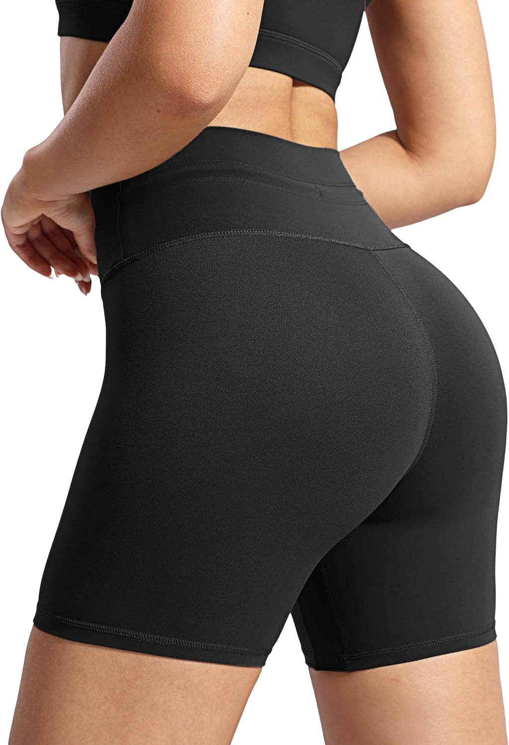 POSHDIVAH Women's Creamluxe Biker Shorts - High Waisted, Drawstring, Perfect for Gym & Yoga | Sizes 6/8