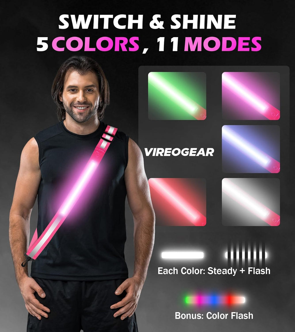 Rechargeable LED Reflective Belt by [Brand Name] - High Visibility Safety Gear with 11 Light Modes | Adjustable for Night Dog Walking, Running & Biking