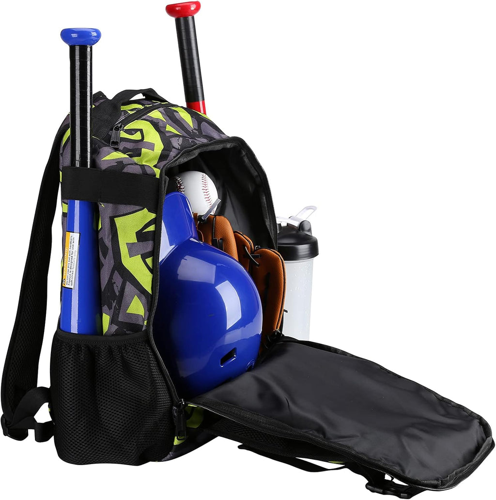 ZOEA Youth Baseball Bat Bag - Large Capacity Backpack for T-Ball & Softball Gear | Holds 2 Bats, Helmet & More