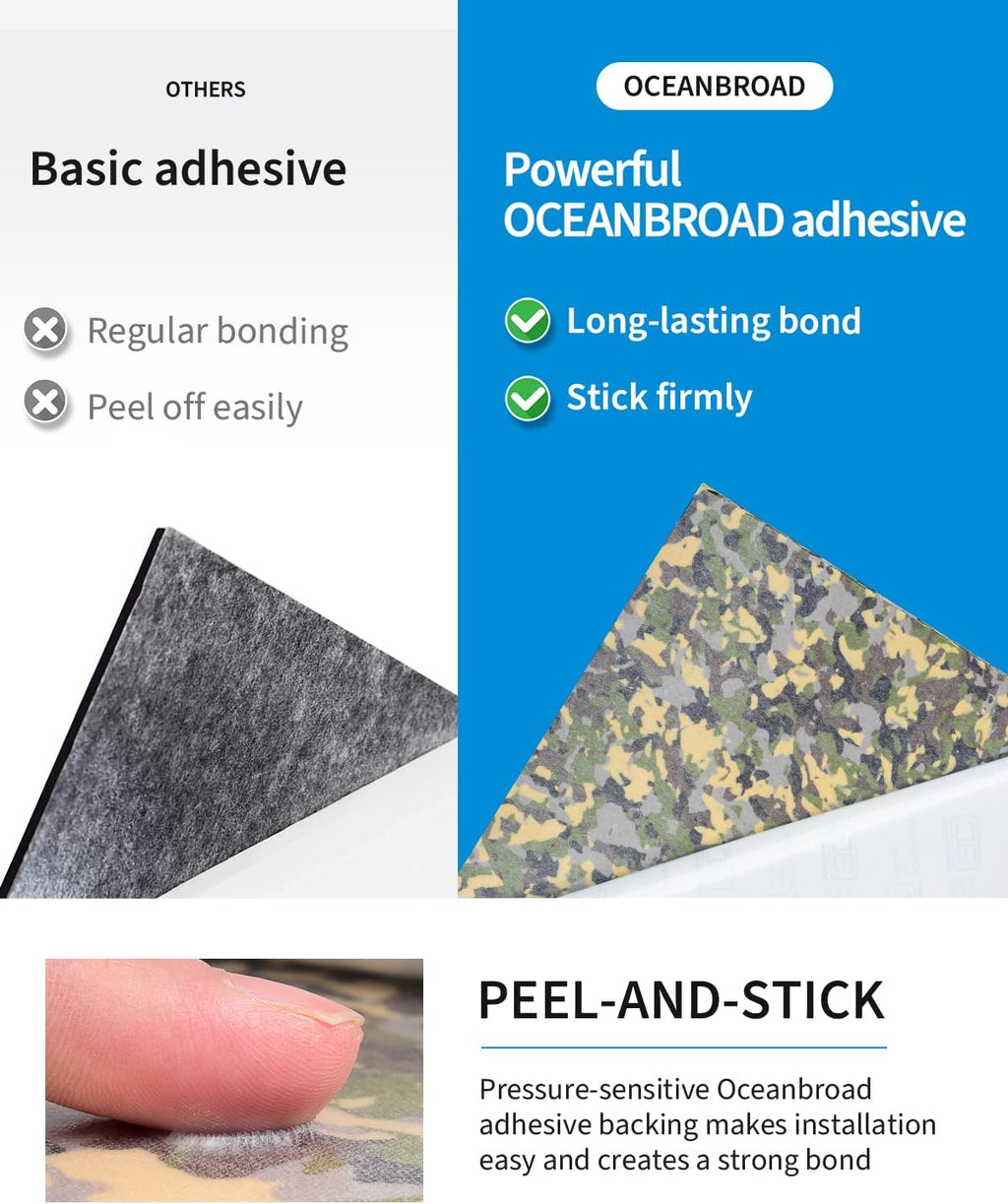 OCEANBROAD 3M Self-Adhesive EVA Foam Boat Flooring Sheet - Non-Slip Camouflage Decking, 48''x16.8'' (5 sqft)