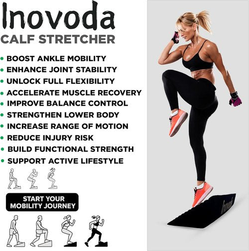 Calf Stretch Board - Slant Board for Effective Calf Stretching & Relief from Plantar Fasciitis | Includes 5 Resistance Bands & Carry Bag