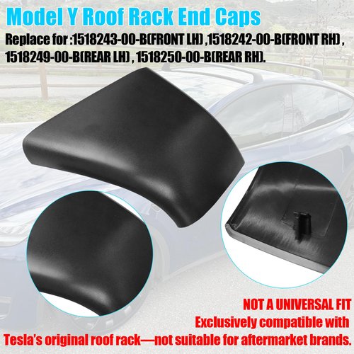 Jaronx Compatible with Tesla Model Y Roof Rack Cover Rail End Shell 2020-2023, 4PCS Roof Rack Luggage Cross Bar Covers for Tesla Model Y Replace 1518242-00-B 1518243-00-A 1518249-00-B 1518250-00-A
