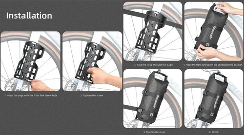 Rhinowalk Bike Front Fork Bag Waterproof Bicycle Pannier Heavy-Duty Rack Pouch with Air Valve and Reflective Design, Cycling Bag for Mountain Bike & E-Scooter (7L, 1pc Black)
