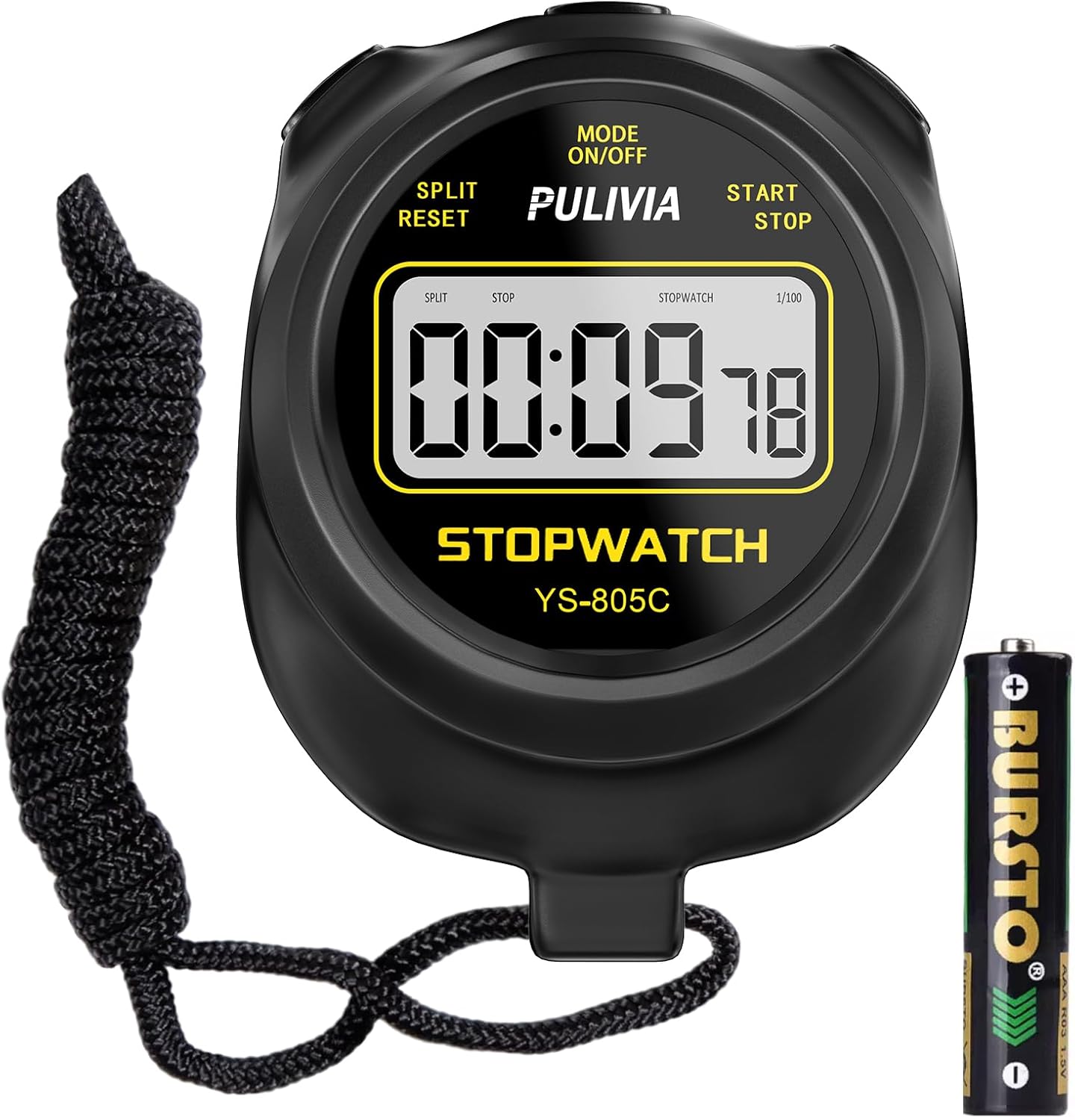 Skiennix Stopwatch Timer - Digital Countdown Timer with Alarm Button & Sound - Black