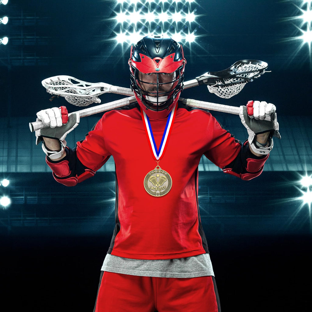 Remuuly 30 Pcs Gold Medals Bulk 2'' Basketball Soccer Baseball Volleyball Football Lacrosse Kickball Cheer Bowling Trophy Medals for Awards for Sports Participation Winner Gift(Gold,Lacrosse)