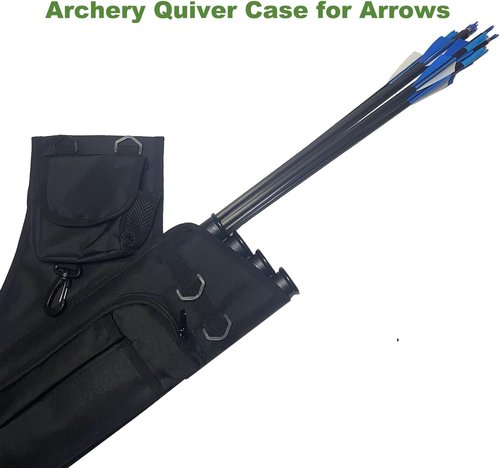 Archery Hip Quiver - 4 Arrow Tubes, Accessory Pockets & Adjustable Waist Belt for Comfort