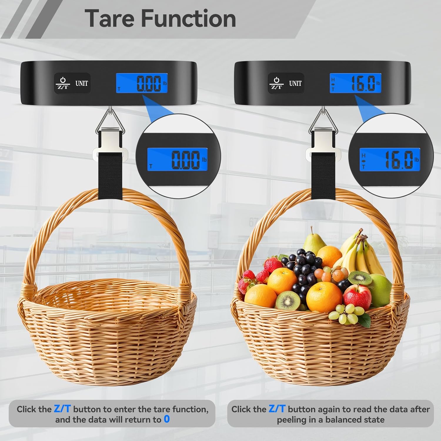 Dr.meter Luggage Scale - Digital Handheld Suitcase Scale with LCD Display & Temperature Sensor - 110 lbs, Black