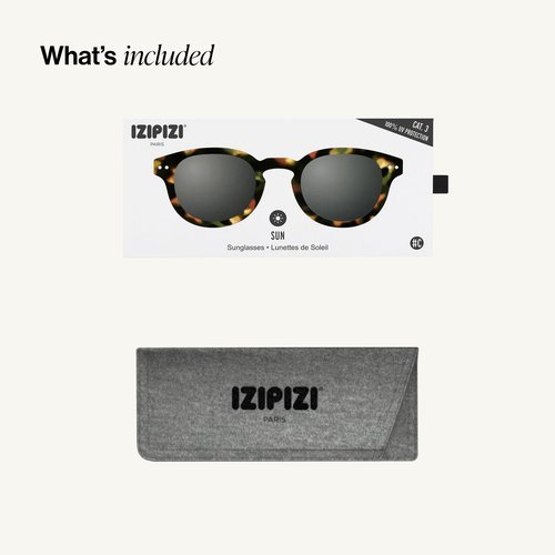 IZIPIZI SUN #C Sunglasses Men & Women – Pantos with Biobased Frame, Anti-Scratch Grey Lenses, 100% UV Category 3 Protection (Tortoise)
