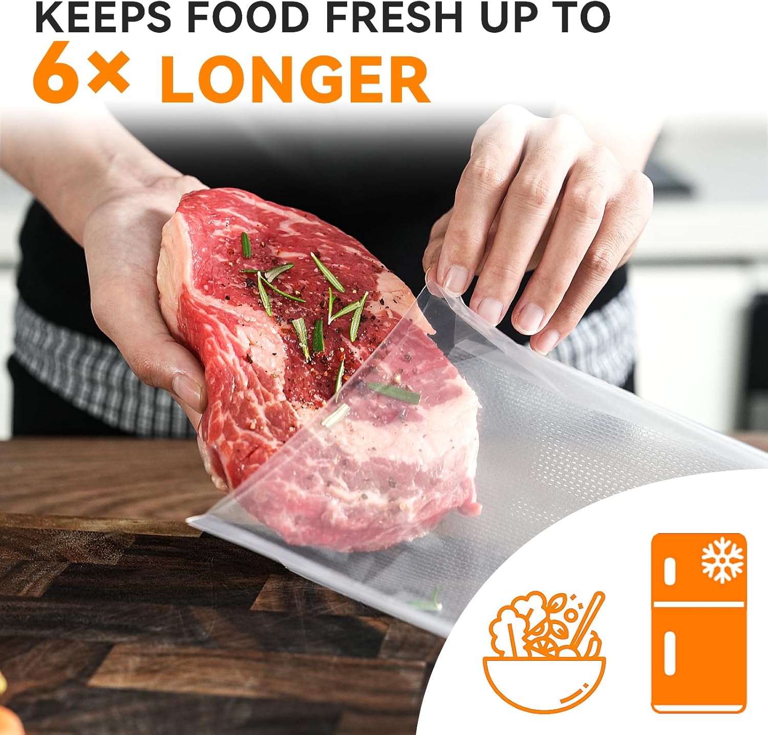 Wevac Vacuum Sealer Bags - Heavy-Duty BPA-Free Food Storage, 100 Count (6"x10" & 8"x12"), Puncture-Resistant & Freezer Safe