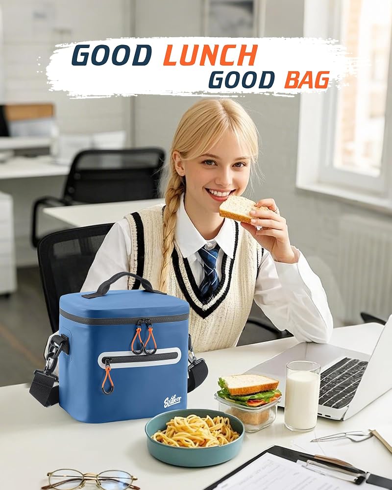 Blue Small 7-Can Soft Cooler Bag - Insulated Waterproof Lunch Box