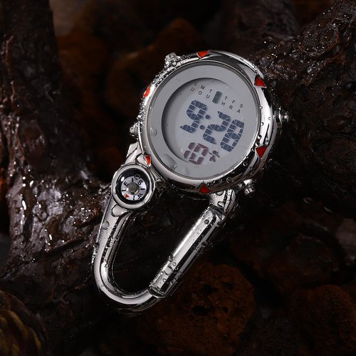 Yardwe Clip on Quartz Watch: Backpack Fob Belt Unisex Pocket Carabiner Watch with for Doctors Nurses Fishing Outdoor Activities