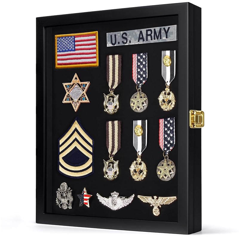 11x14 Pin Display Case for Military Badges & Medals - Black Variation