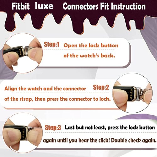 Apawband Unique D-shape Metal Buckle Leather Bands for Fitbit Luxe