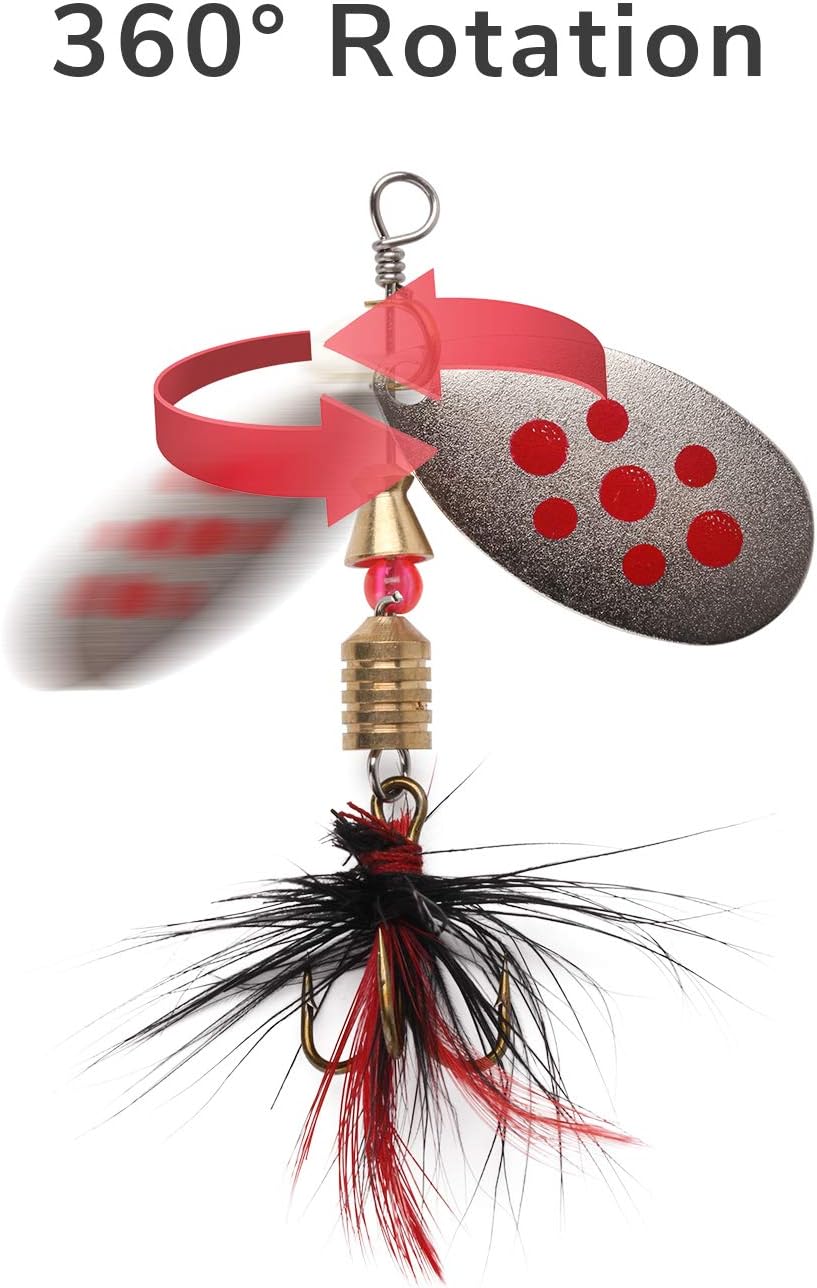 Skiennix Fishing Lure Spinnerbait Kit - 10pcs Hard Metal Baits for Bass, Trout & Salmon with Tackle Box