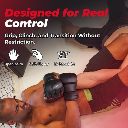 LIBERLUPUS MMA Gloves - Open Palm Sparring Gloves for Men | Durable Synthetic Leather with Wrist Support