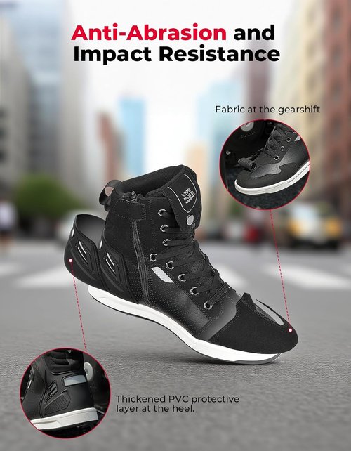 KEMIMOTO Motorcycle Boots - High Top Protective Gear with Thick Heel | Anti-Slip Microfiber Leather for Men