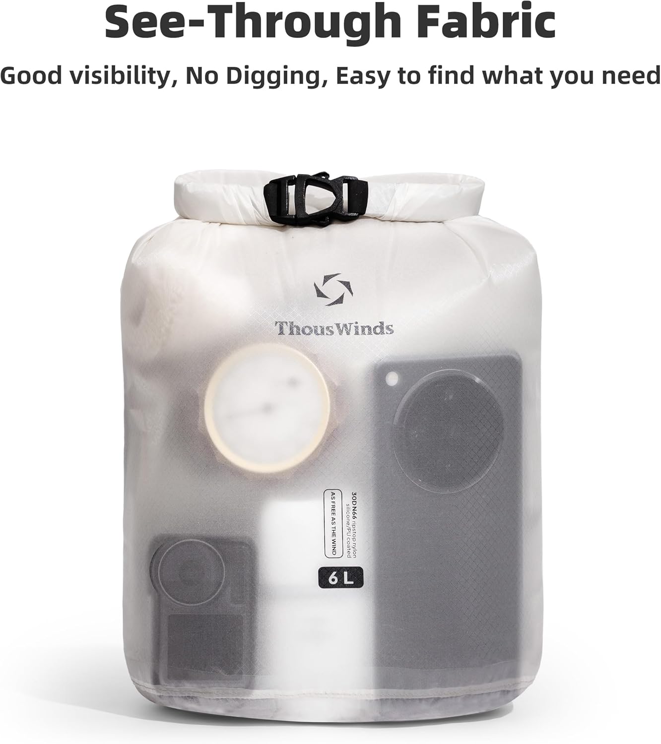 Thous Winds Waterproof Dry Bag - 12L Lightweight Roll Top Storage Sack for Travel & Outdoor Adventures