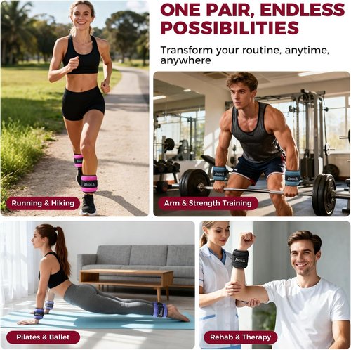 BAGAIL Ankle Wrist Weights - Adjustable 1-10 LBS for Walking, Running & Home Fitness | Sleek Design & Secure Fit