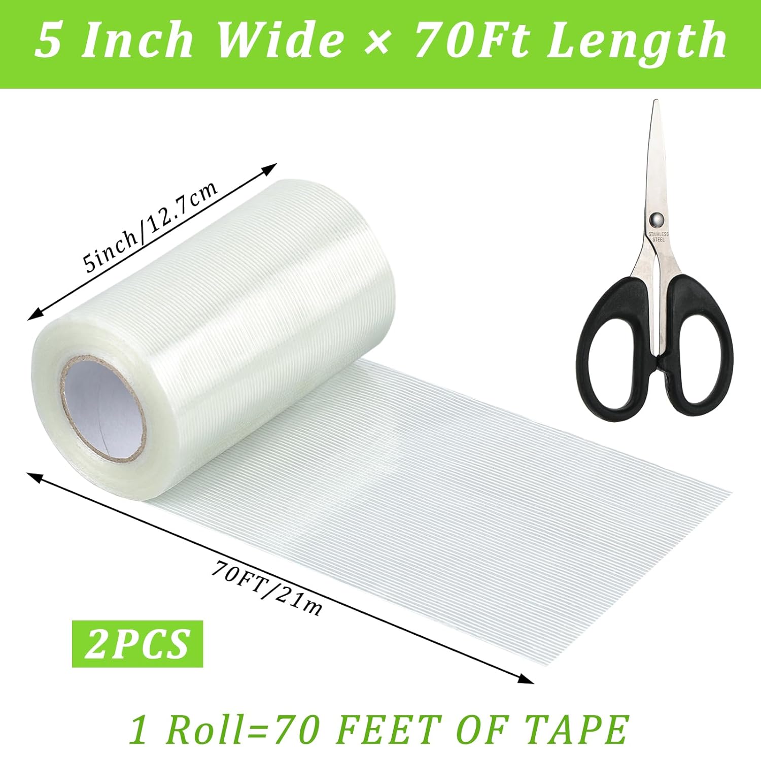 Skiennix 5-Inch RV Awning Repair Tape - Heavy Duty Waterproof & UV-Proof | 70FT Roll with Scissors